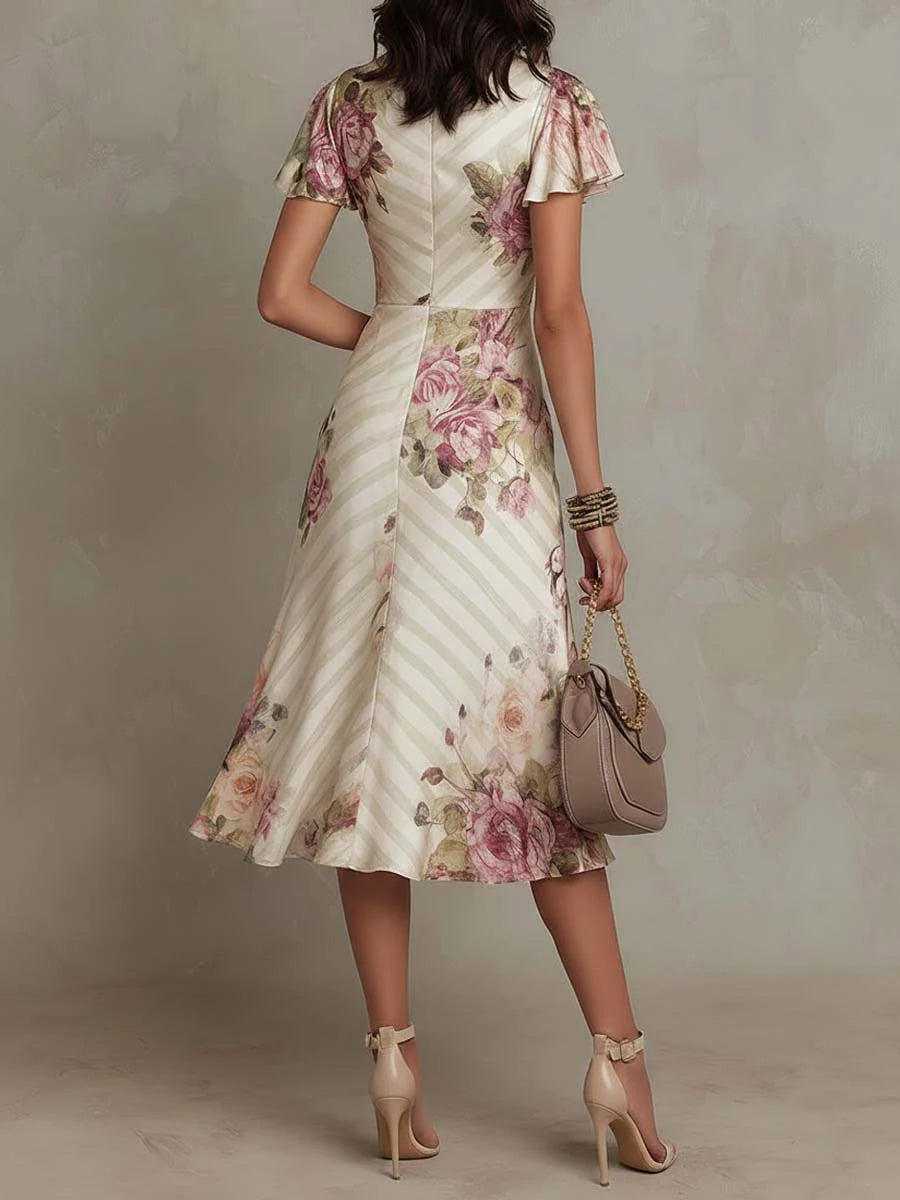 Alba | Vestito midi satinato floreale