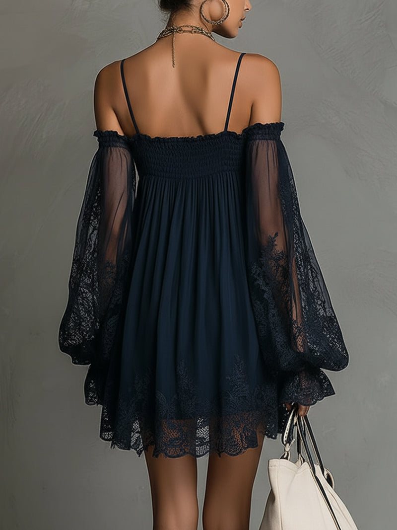 Noemi | Vestito mini di chiffon con spalle scoperte