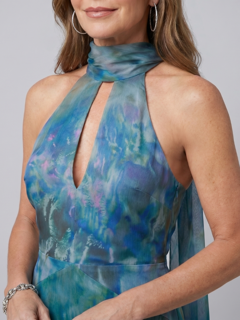 Azzurra | Abito lungo con scollo halter