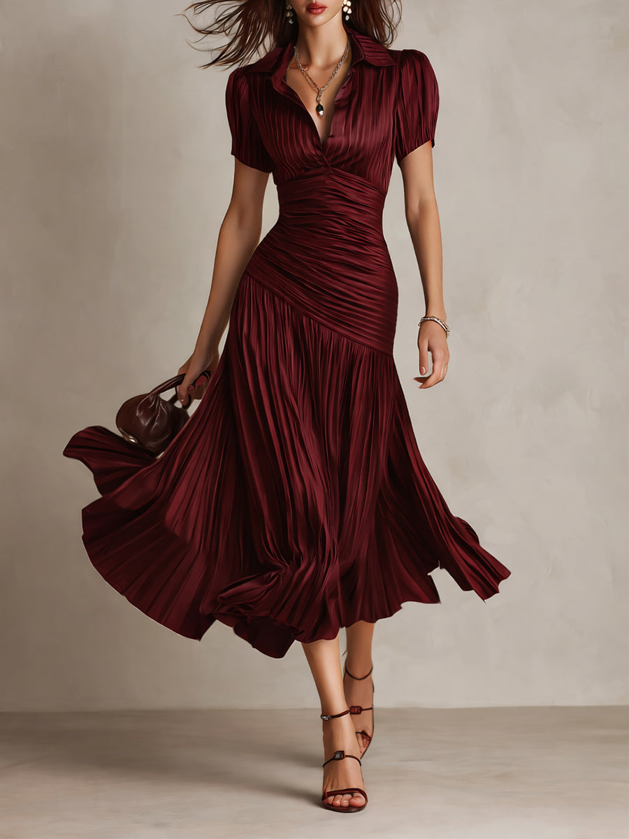 Adriana | Vestito midi satinato a righe
