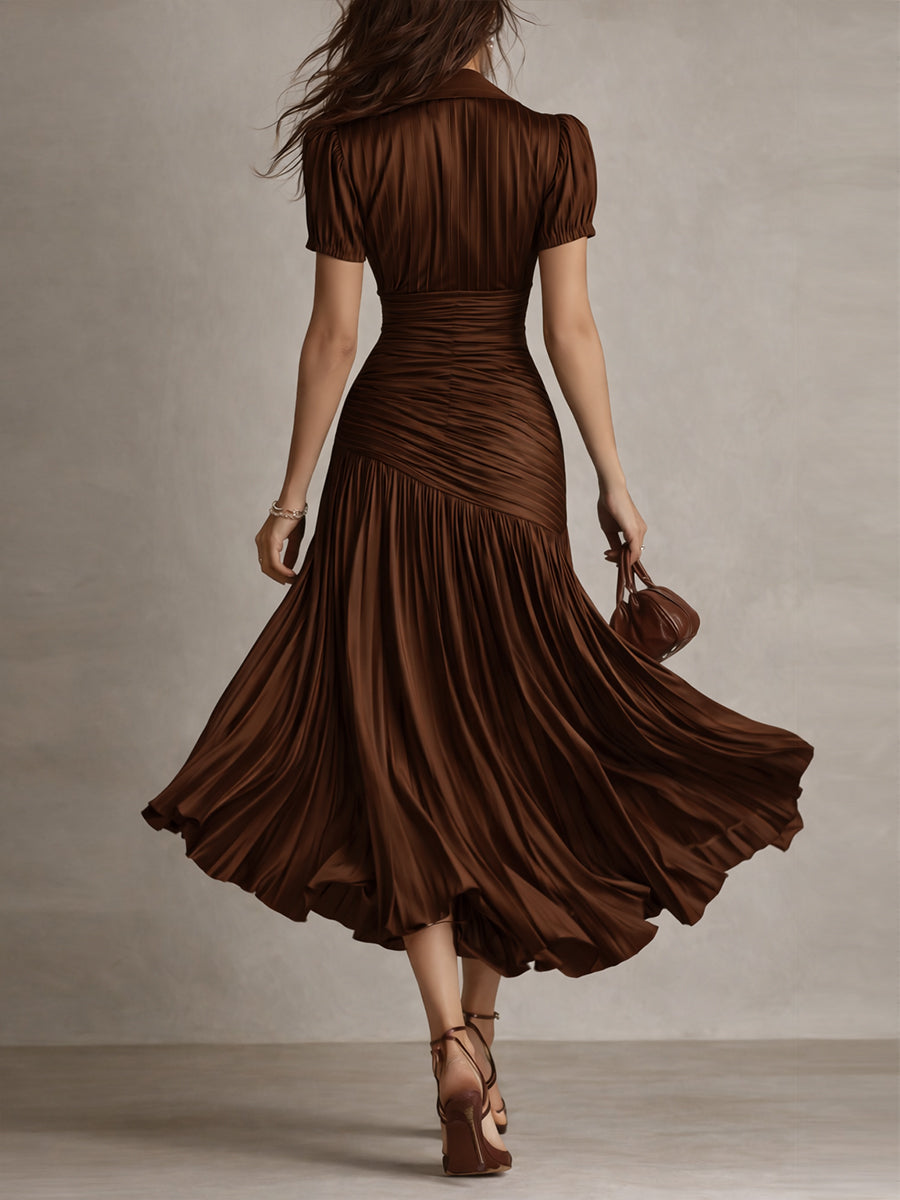 Adriana | Vestito midi satinato a righe