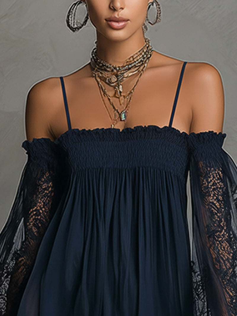 Noemi | Vestito mini di chiffon con spalle scoperte
