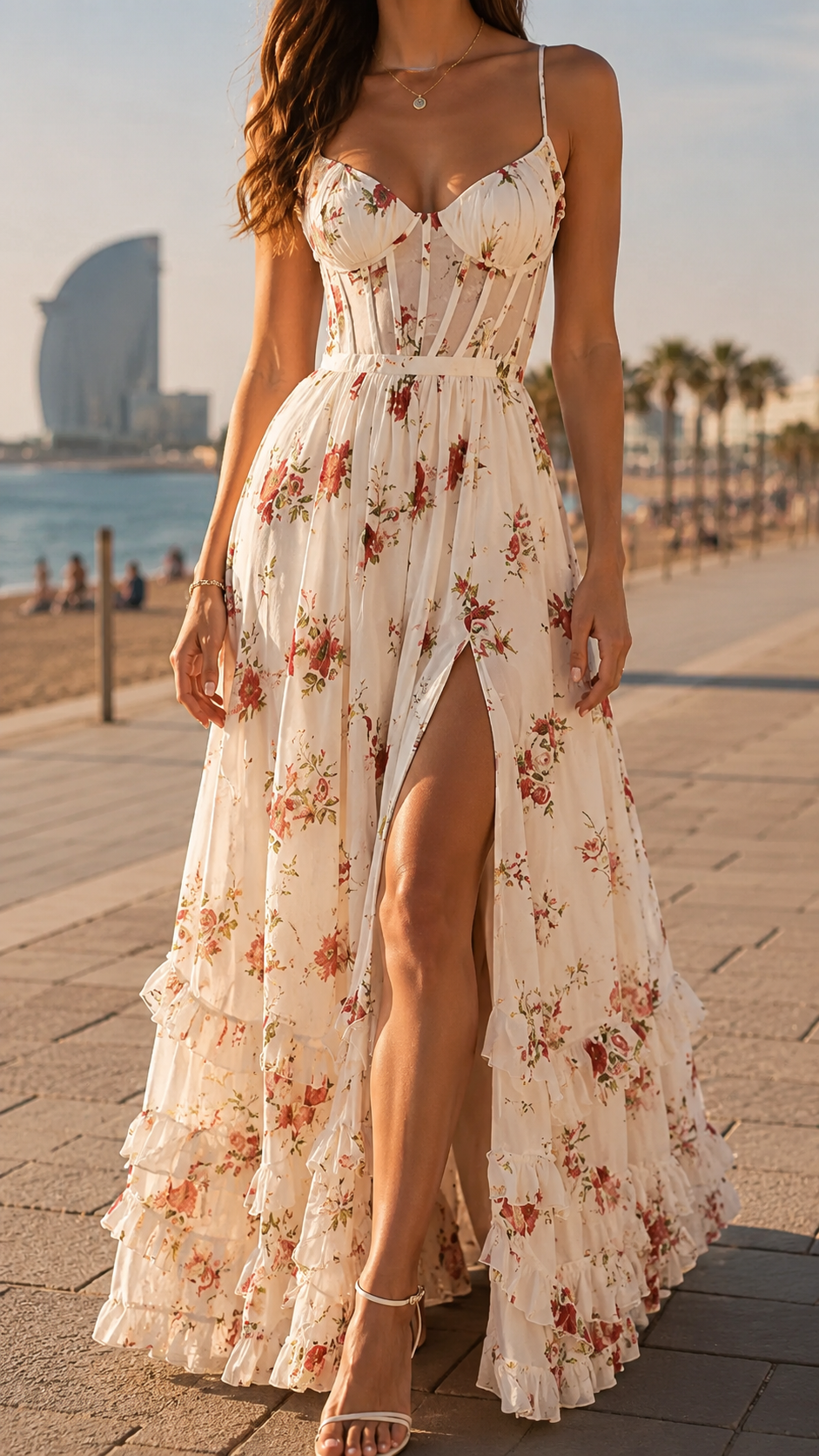 Serena | Abito midi romantico con dettaglio floreale