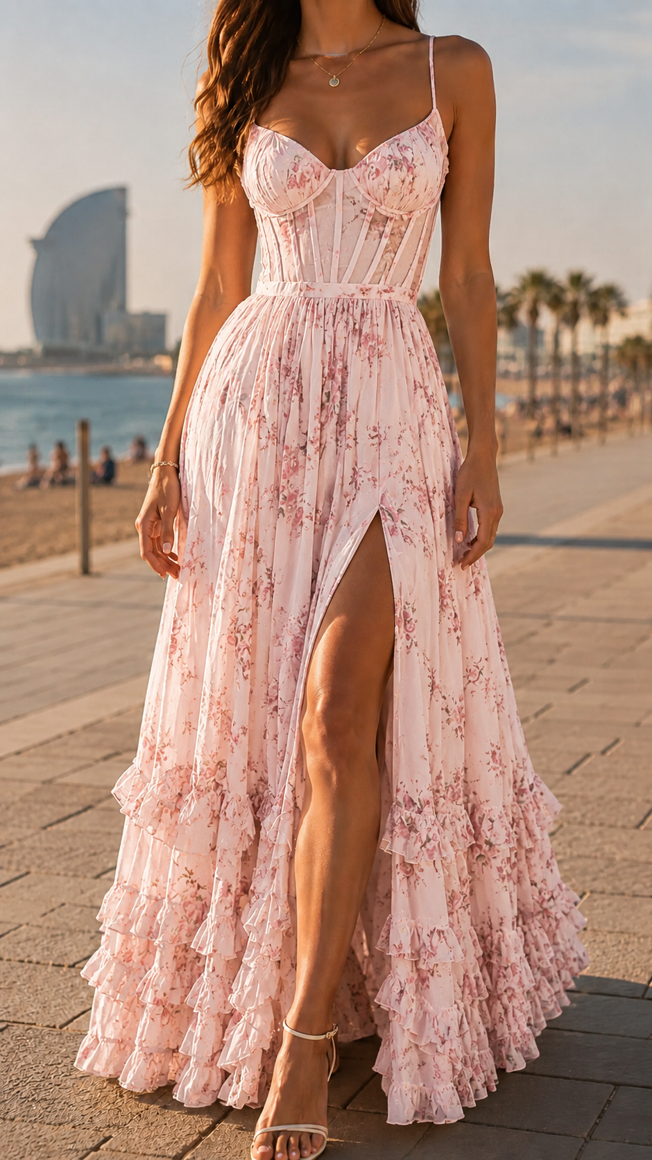Serena | Abito midi romantico con dettaglio floreale