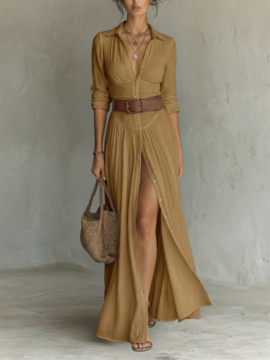 Amélia | Abito lungo elegante con collo a revers