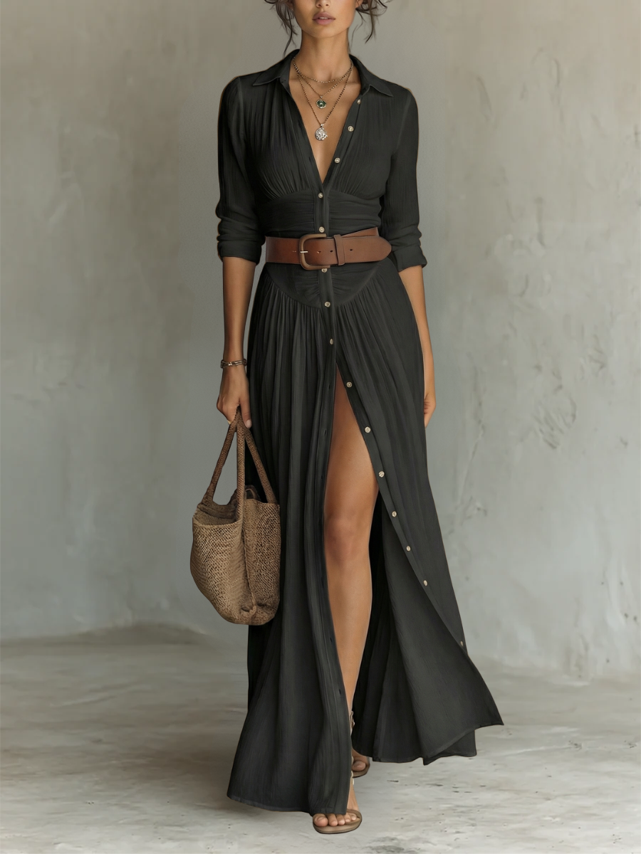 Amélia | Abito lungo elegante con collo a revers