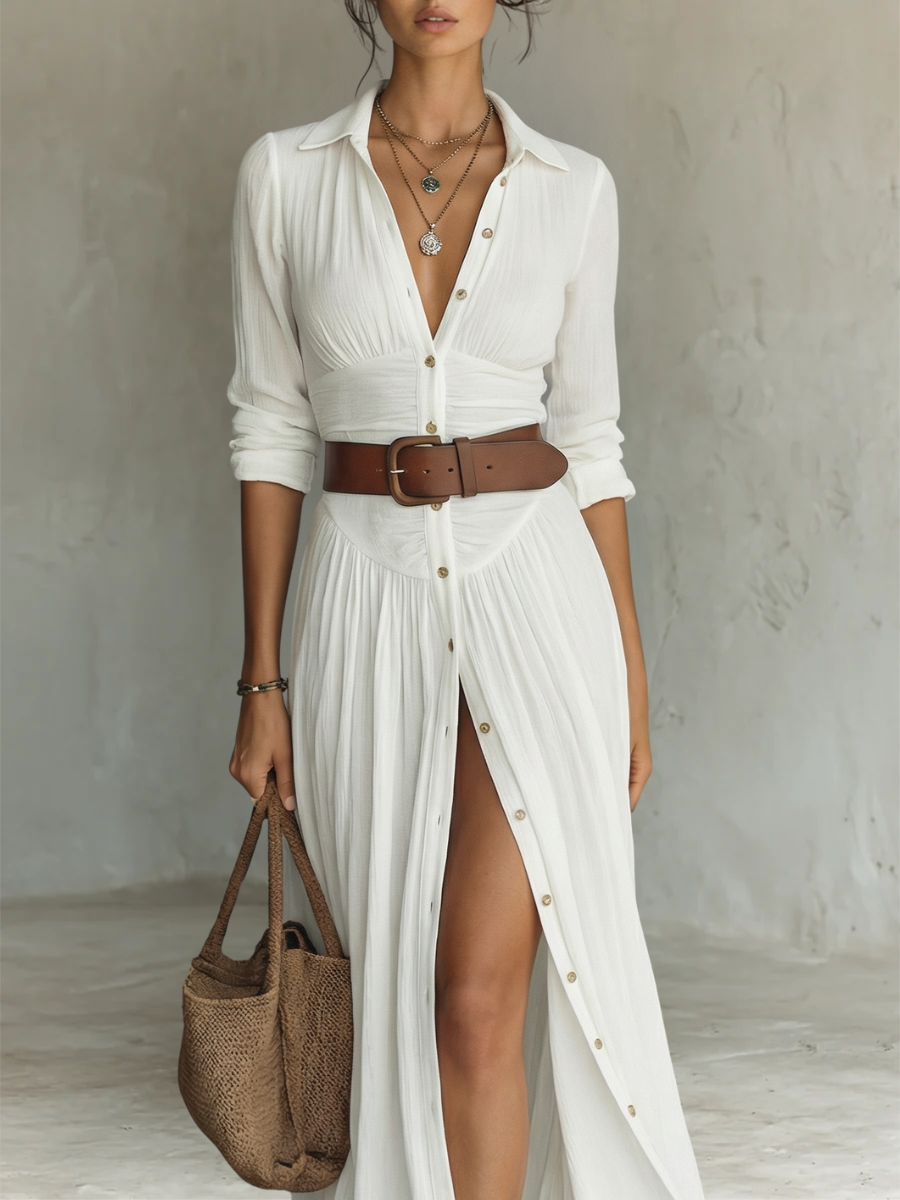Amélia | Abito lungo elegante con collo a revers