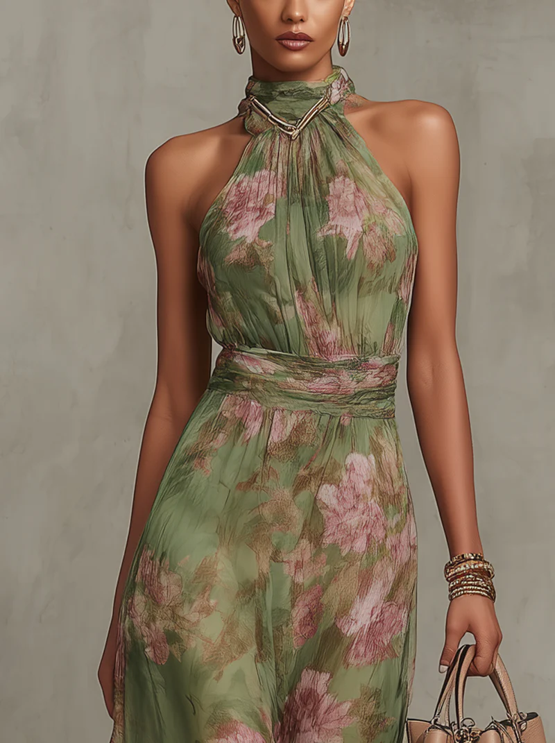 Livia | Abito lungo floreale a halter