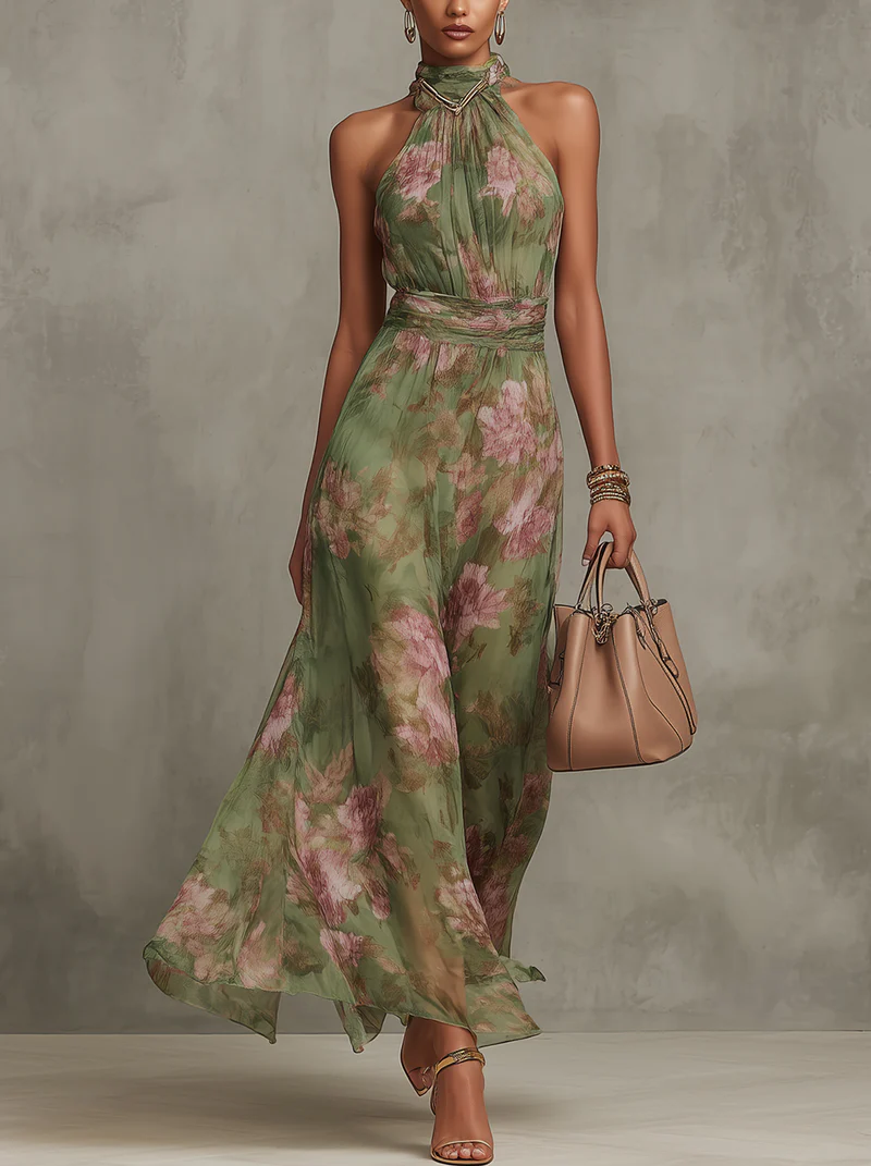 Livia | Abito lungo floreale a halter