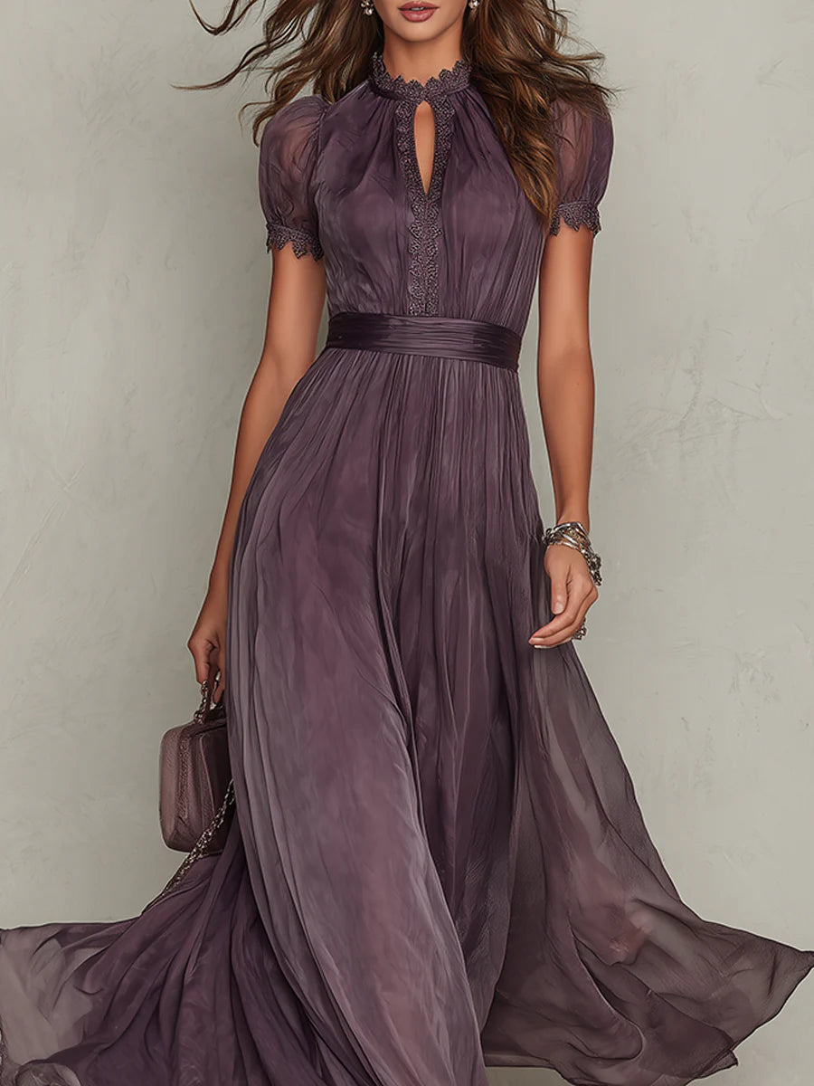 Flavia | Vestito lungo con dettaglio di pizzo