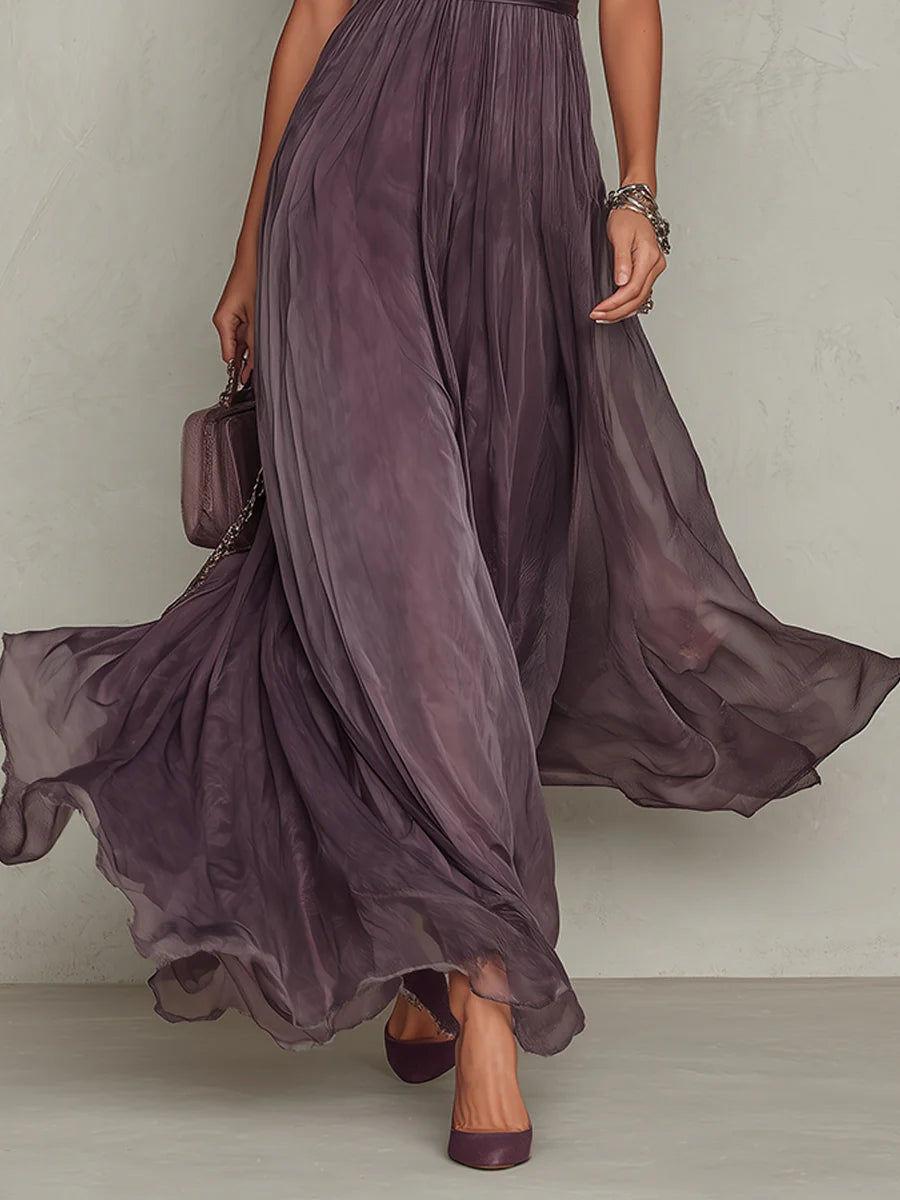 Flavia | Vestito lungo con dettaglio di pizzo
