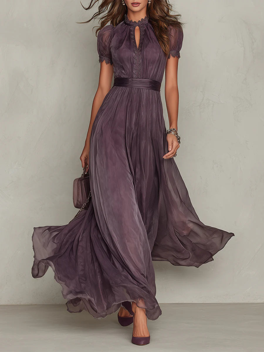 Flavia | Vestito lungo con dettaglio di pizzo
