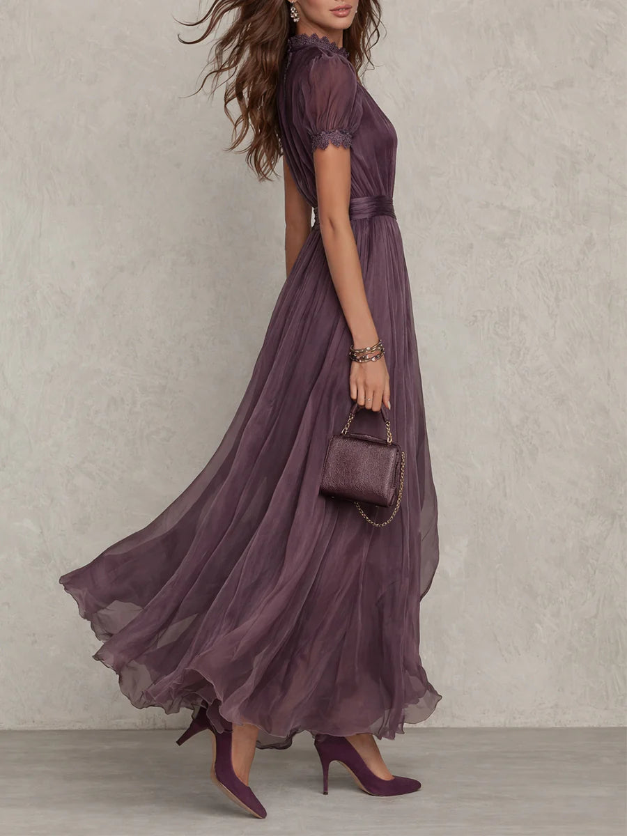 Flavia | Vestito lungo con dettaglio di pizzo