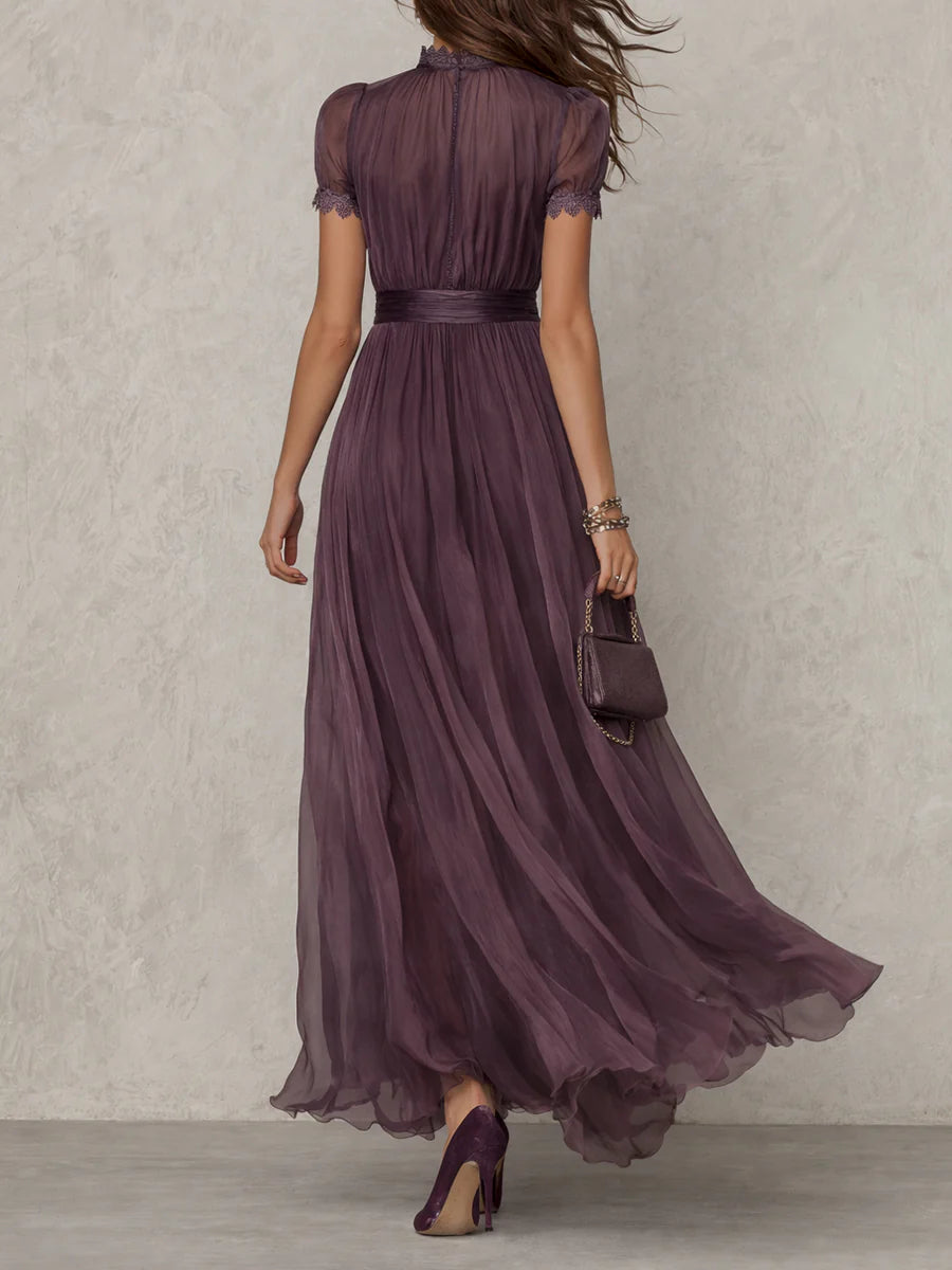 Flavia | Vestito lungo con dettaglio di pizzo