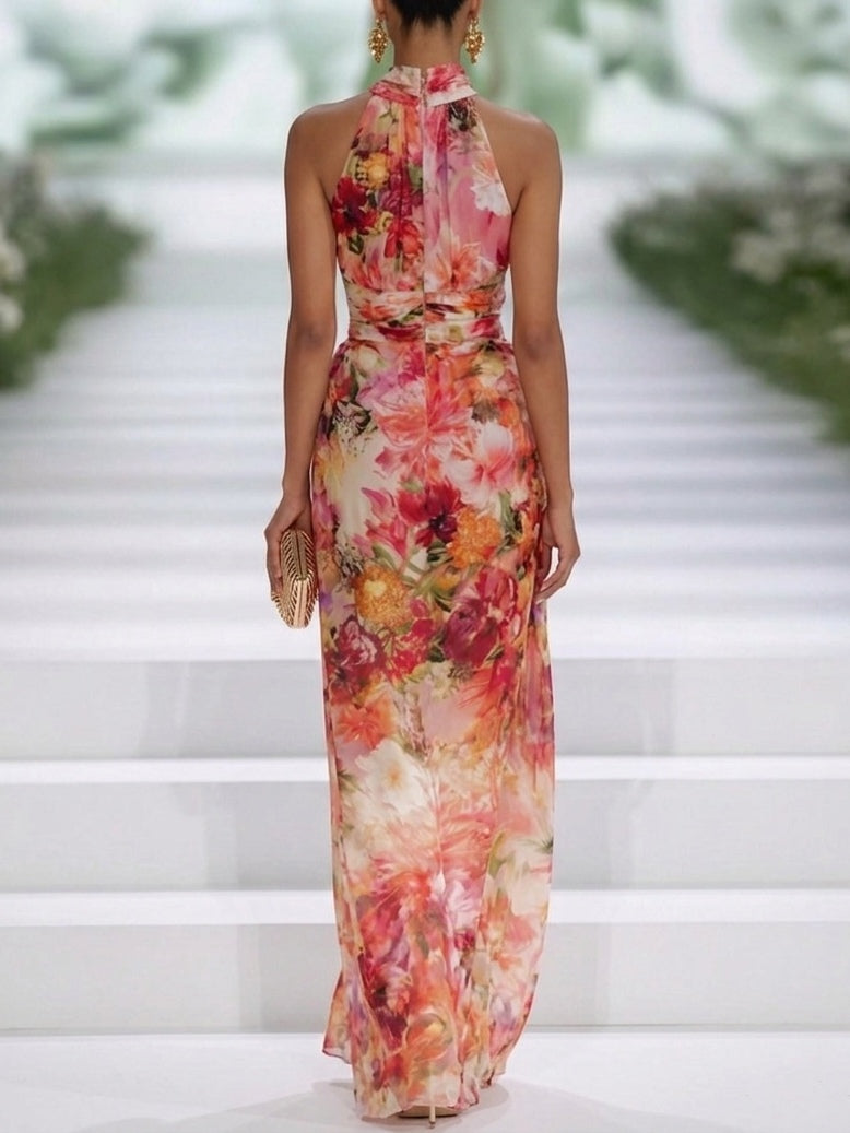 Joyelle | Abito maxi floreale con scollo all'americana