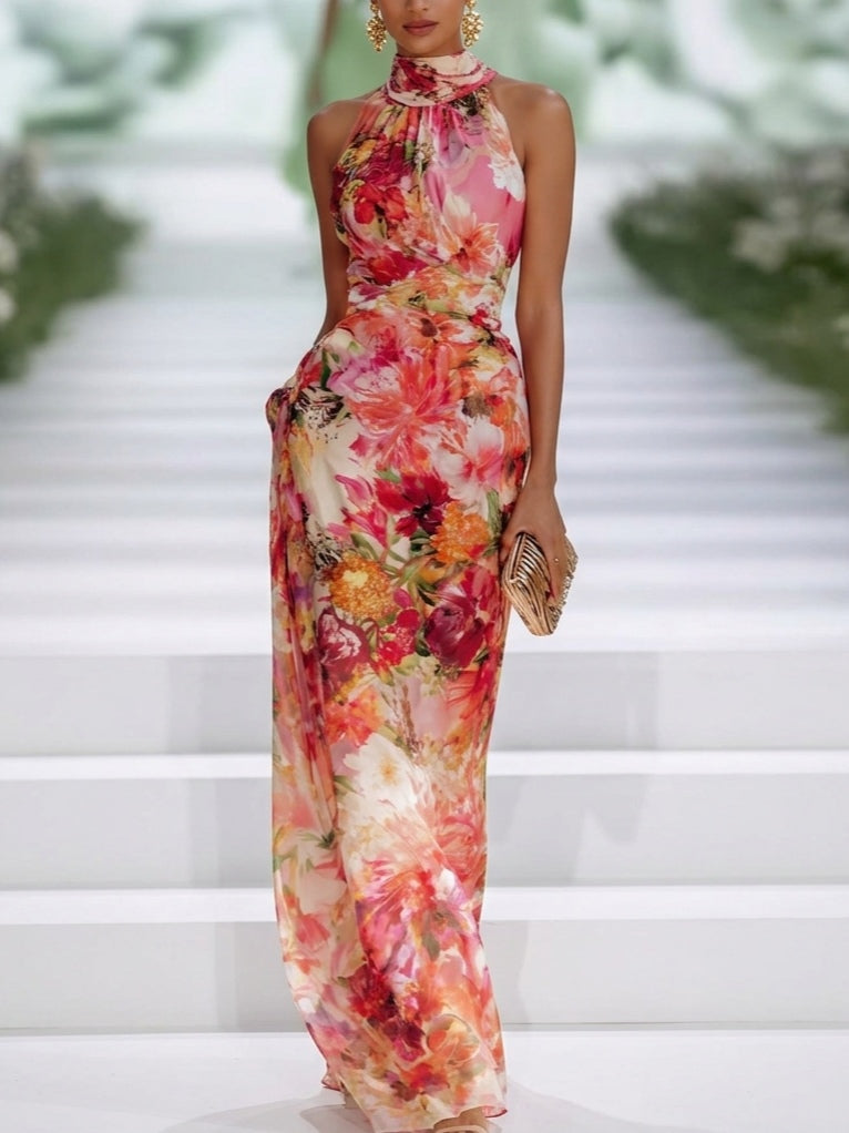 Joyelle | Abito maxi floreale con scollo all'americana