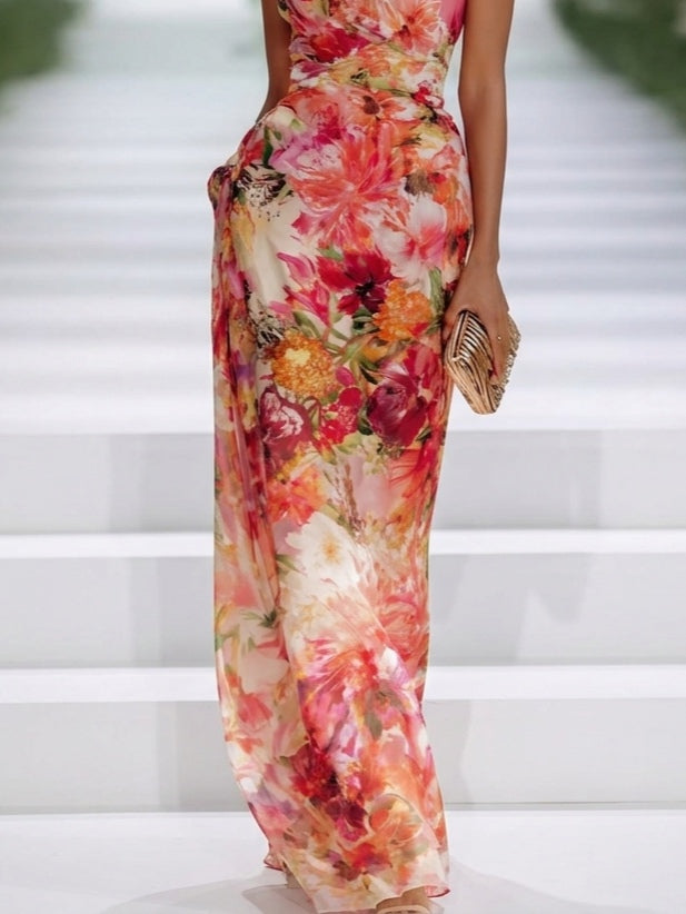 Joyelle | Abito maxi floreale con scollo all'americana