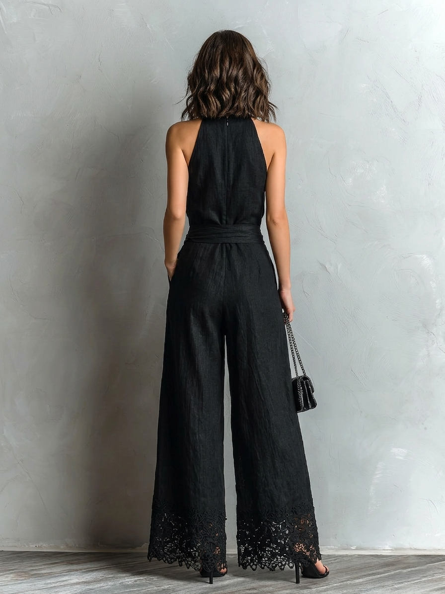 Alessia | Completo in cotone e lino con pantaloni larghi