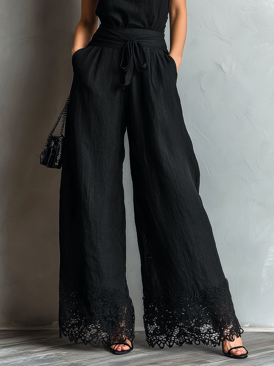 Alessia | Completo in cotone e lino con pantaloni larghi