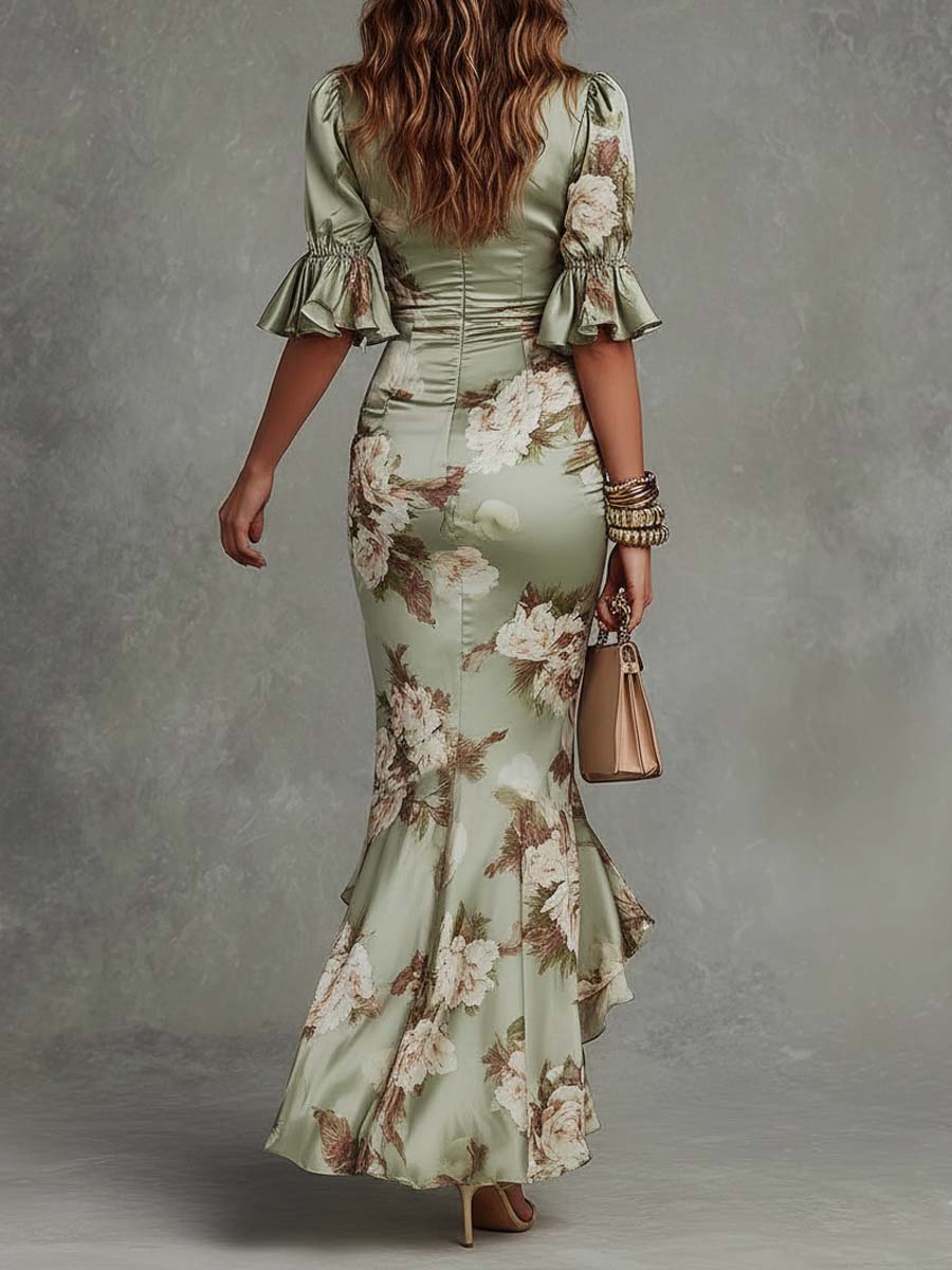 Anna | Vestito lungo satinato asimmetrico