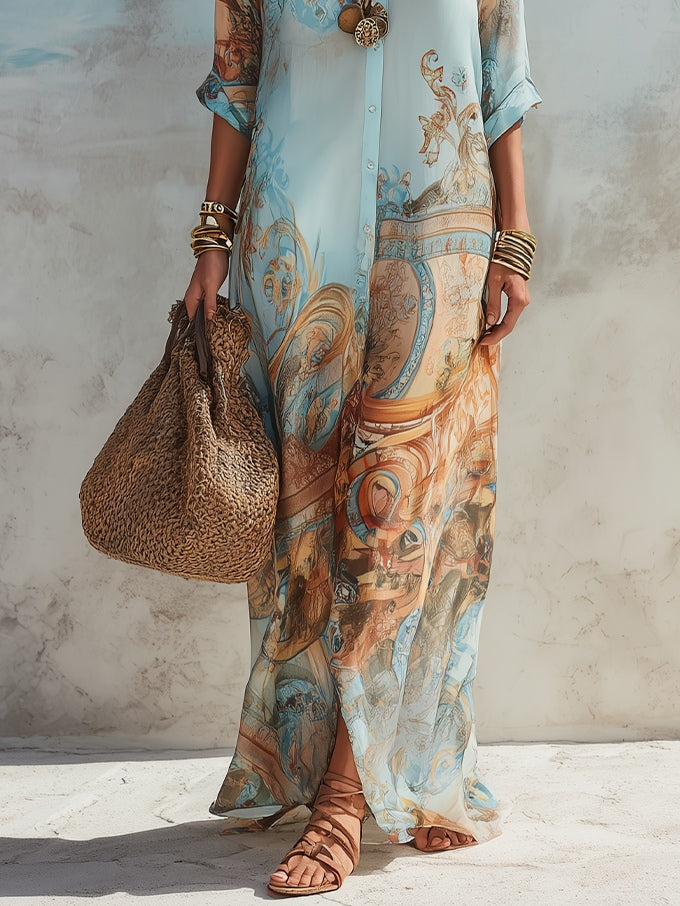 Lanie | Abito maxi floreale con bottoni