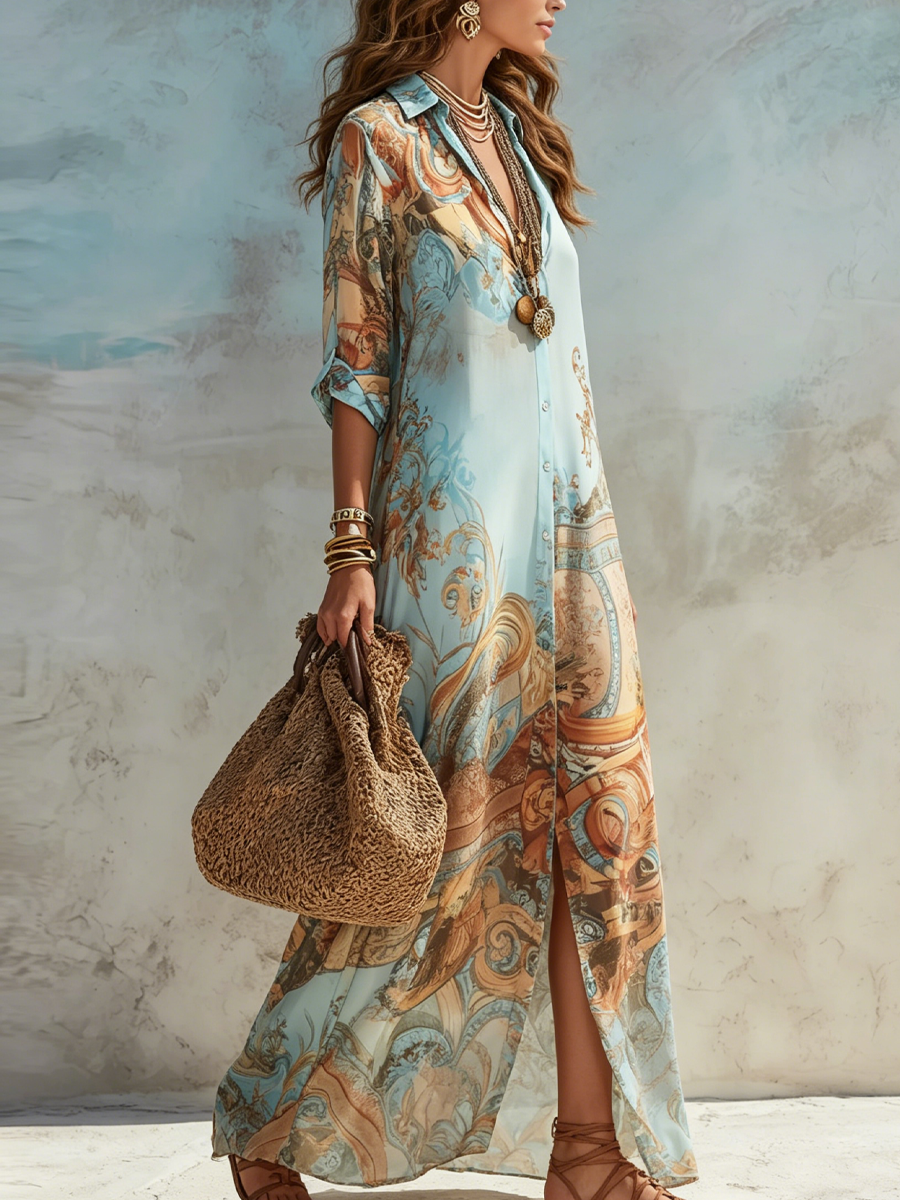 Lanie | Abito maxi floreale con bottoni