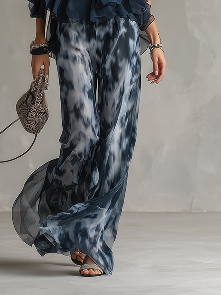 Livia | Set di top a halter fluido e pantaloni stampati