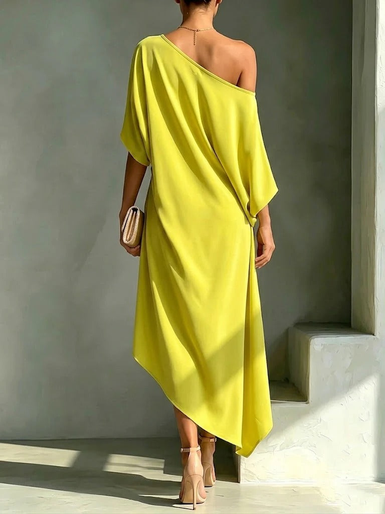Camila | Abito midi monospalla elegante